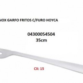 04300054504 – CAIXA DE 15 GARFOS P/ FRITOS INOX C/ FURO HOYCA (PREÇO P/ UN)