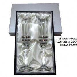 PM4240600190ELP -CONJ: ESTOJO PRATA C/2-FLUTES PINTADOS 25 ANOS