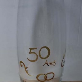 06344867/50A – JARRA VIDRO PINTADA 50 ANOS BODAS OURO 22CM